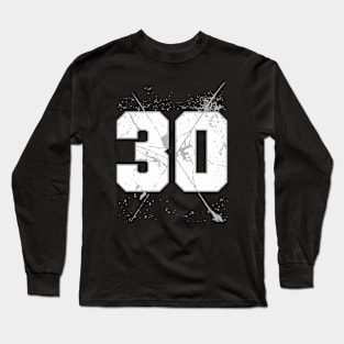 30 number | Sporty Grunge White Long Sleeve T-Shirt